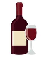 wine bottle and glass vector