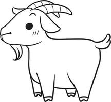 Goat animal cartoon doodle kawaii anime coloring page cute illustration drawing clip art character chibi manga comic vector