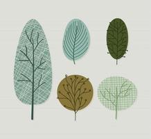 textured trees bundle vector