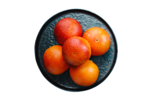 Blue plate with grapefruits isolated on a transparent background png