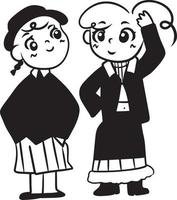 niña negro vestir estudiante dibujos animados garabatear kawaii anime colorante página linda ilustración dibujo acortar Arte personaje chibi manga cómic vector