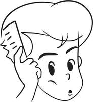 Man combing his hair cartoon doodle kawaii anime coloring page cute illustration drawing clip art character chibi manga comic vector