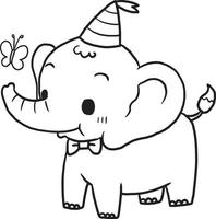 Elephant animal cartoon doodle kawaii anime coloring page cute illustration drawing clip art character chibi manga comic vector