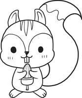 Squirrel animal cartoon doodle kawaii anime coloring page cute illustration drawing clip art character chibi manga comic vector