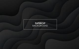 Multi layers black texture 3D papercut layers in gradient vector banner. Abstract paper cut art background design for website template. Topography map concept or smooth origami paper cut