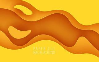 abstract yellow liquid color papercut wavy layers background. eps10 vector