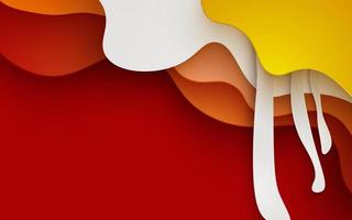 abstract yellow, white, orange, red dynamic wavy papercut overlap layers background. eps10 vector