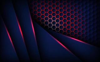 abstract red light background gradient shapes. navy blue hexagon mesh pattern decoration. vector