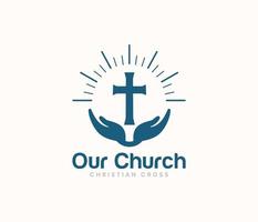 church logo or christian cross logo vector