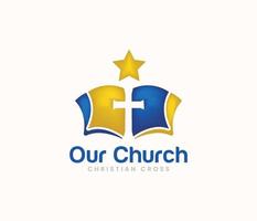church logo or christian cross logo vector