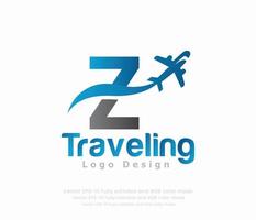 letra z viaje logo y avión logo vector