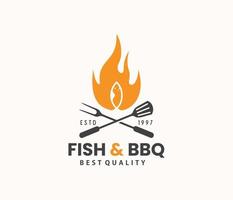 Barbecue logo food or grill logo design vector