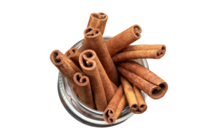 Jar with cinnamon isolated on a transparent background png