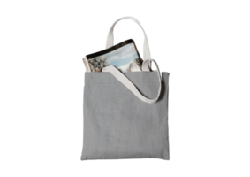 Black and white stripe bag with a magazine isolated on a transparent background png