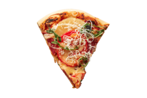 Pizza con verdure e carne isolato su un' trasparente sfondo png
