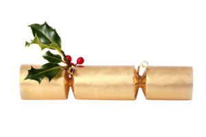 Gold christmas cracker isolated on a transparent background png