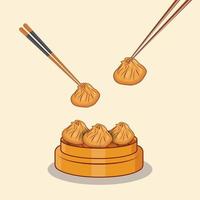 Dim Sum Illustrations Dumpling Set, Premium 3D Asian Food Dim Sum Premium Vector Design. Excellent Creative Dim Sum Illustrations Vector With Background.