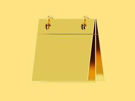 Flip calendar gold metal. 3D rendering. Icon on yellow background. photo