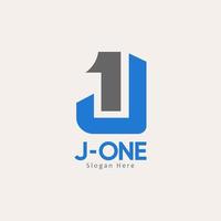 Creative Letter J One Logo Design With Two Colors And Creative Concept, Premium Vector. Creative Minimal Hi-Quality Business Company Letter J 1 Logo Design Template. vector