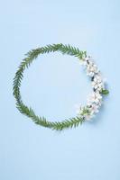 Round wteath flower frame mock up for your spring text photo