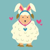 A sheep with ears of a rabbit, a hare, on the theme of Easter. vector