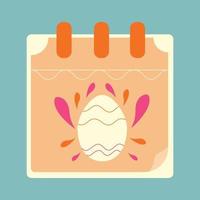 Easter calendar with egg and ornament. vector