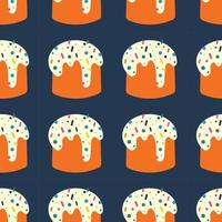 Easter pattern with Easter cupcake, with sweet sprinkles. Color vector illustration.