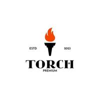 Flat torch logo fire design vector illustration