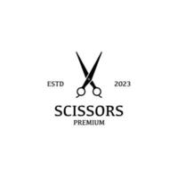 Flat scissors barber shop logo design vector illustration
