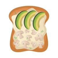 avocado and mushrooms toast vector