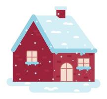 red winter cozy house vector