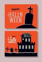 two halloween party invitations vector