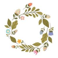 cute flower and eggs in wreath vector