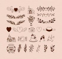 wedding items set vector