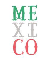 colored mexico lettering vector