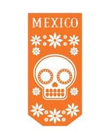 mexican garland with skull vector