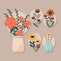 flowers bouquets set vector