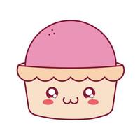 pink kawaii cupcake vector