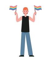 hombre participación un lgbtq banderas vector