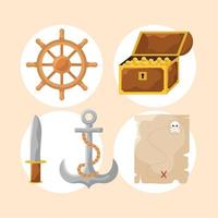 five pirate items vector