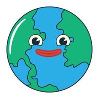 smiling planet earth vector