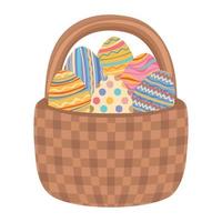 various eggs in basket vector