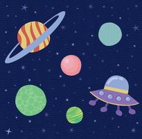 space and ufo illustration vector