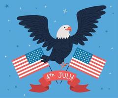 4th of july with eagle vector