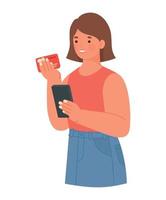 lady shopping online vector