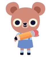 school bear illustration vector