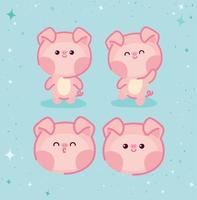 four pigs group vector