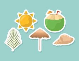 five beach items vector