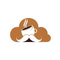 Mustache coffee vector logo design template. Creative coffee shop logo concept.