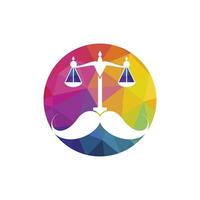 Strong law vector logo design concept. Scale and mustache icon vector design.